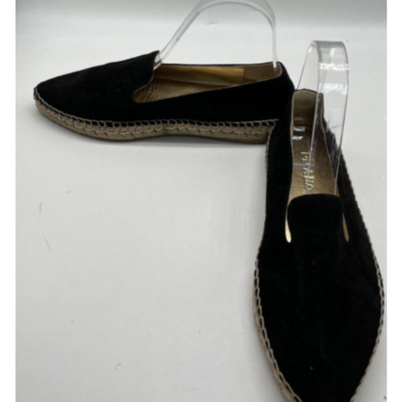Prada Black Suede Almond Toe Espadrille Loafer Flat sz 36.5 - Picture 2 of 5